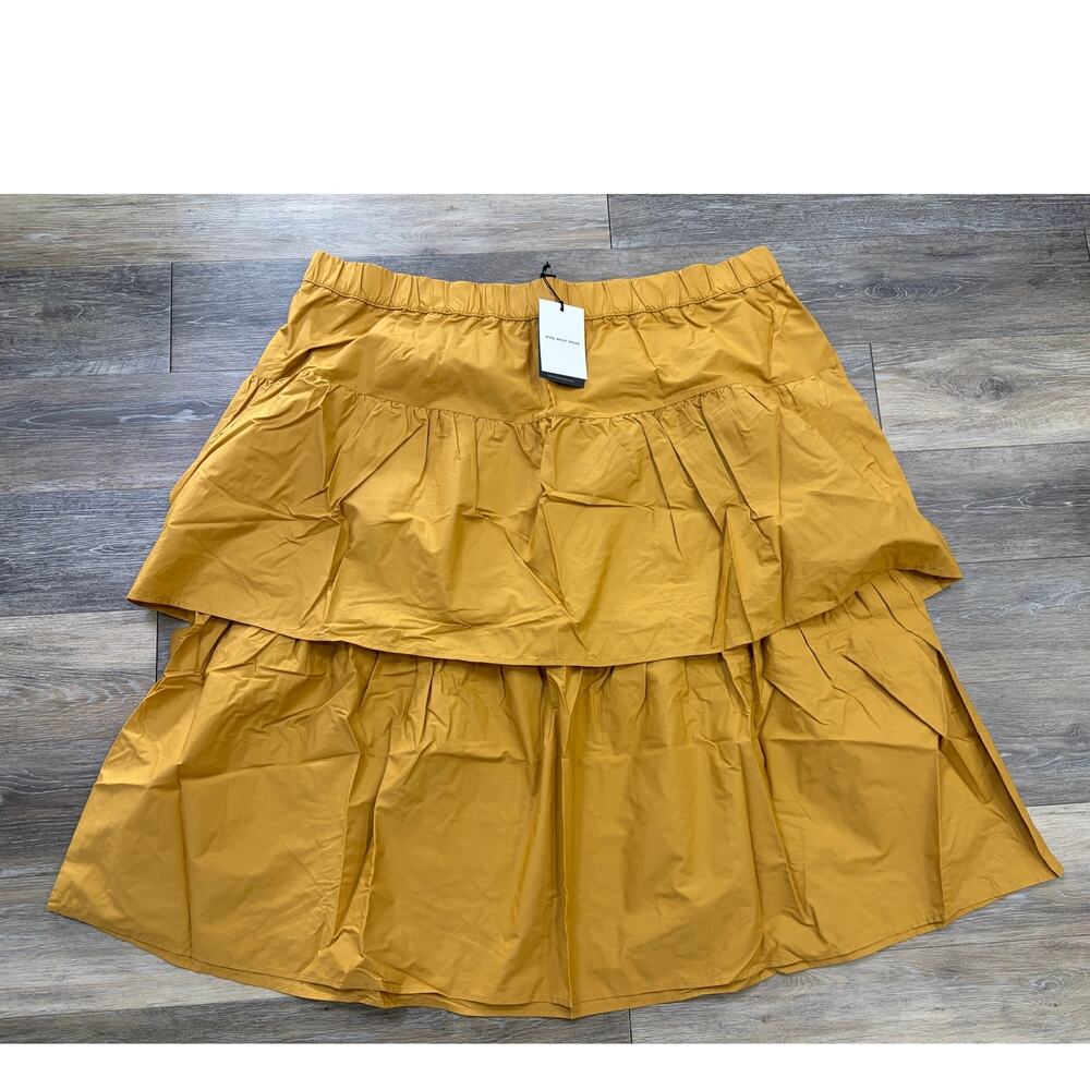 Who What Wear Mustard Tiered Midi Skirt 3X Cottagecore Fall Statement